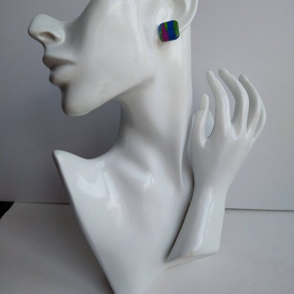 Colorful & Chic Square Earrings - Handmade Polymer Jewelry. - Picture 6 of 8